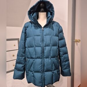 Calvin Klein Teal Down Filled Hooded Puffer Jacket